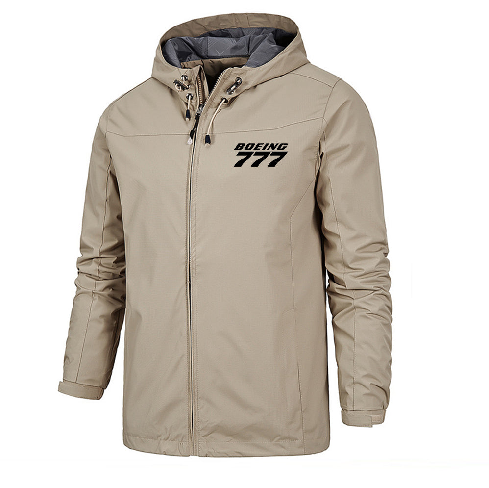 Boeing 777 & Text Designed Rain Jackets & Windbreakers