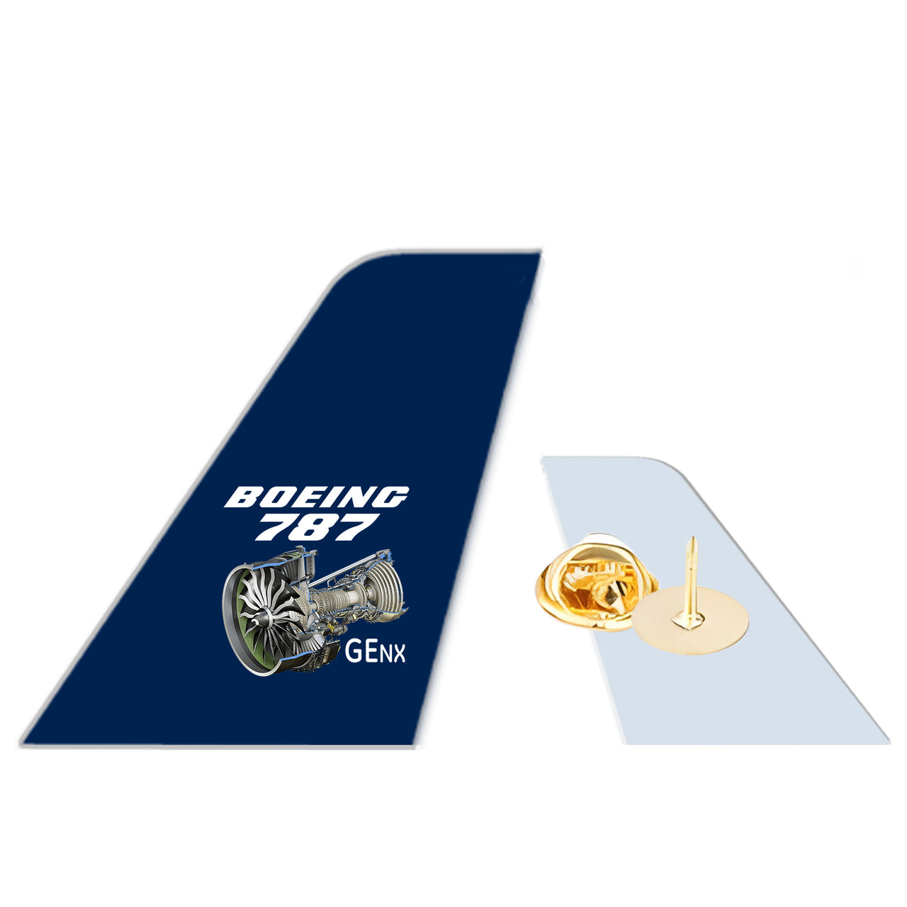 Boeing 787 & GENX Engine Designed Tail Shape Badges & Pins