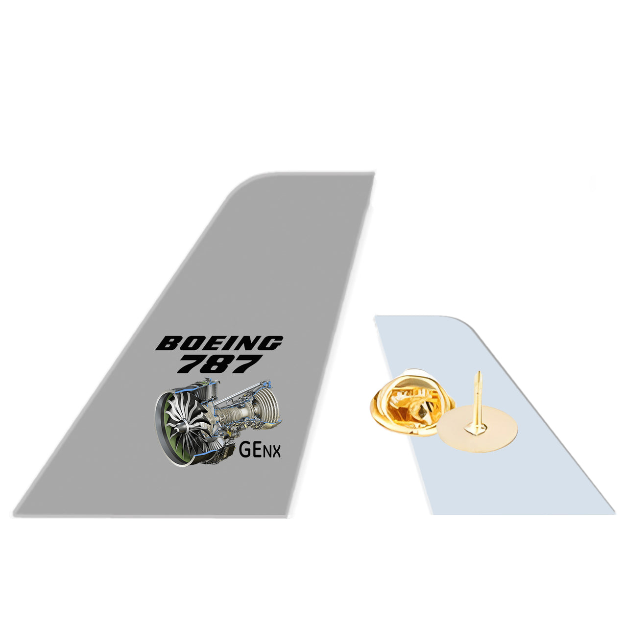 Boeing 787 & GENX Engine Designed Tail Shape Badges & Pins