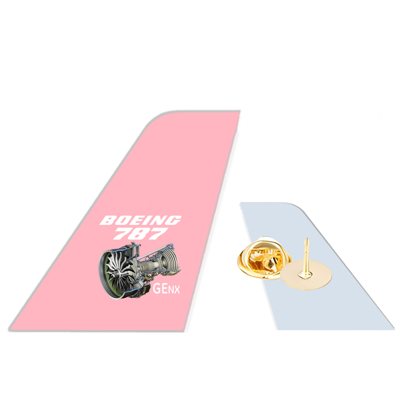 Boeing 787 & GENX Engine Designed Tail Shape Badges & Pins