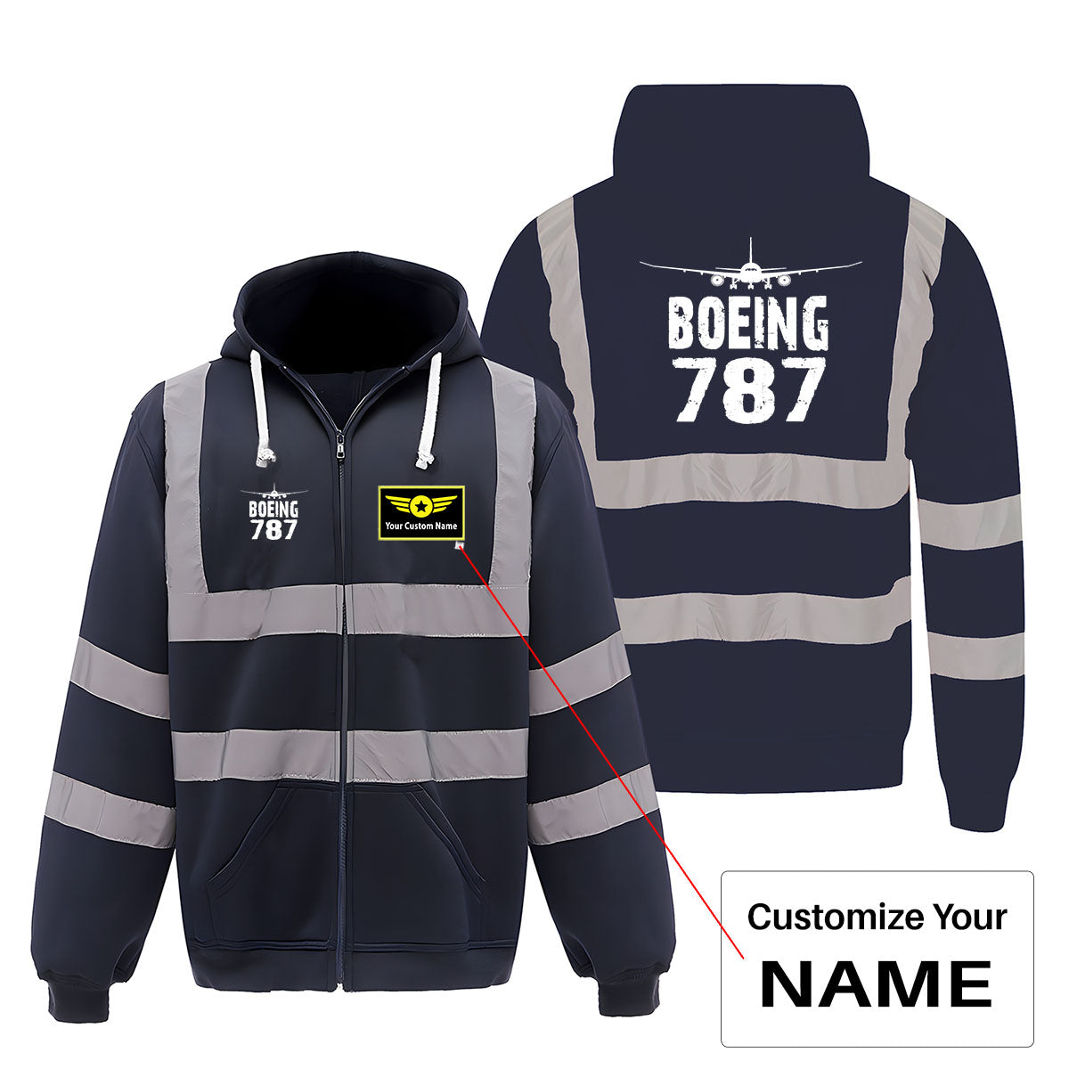 Boeing 787 & Plane Designed Reflective Zipped Hoodies