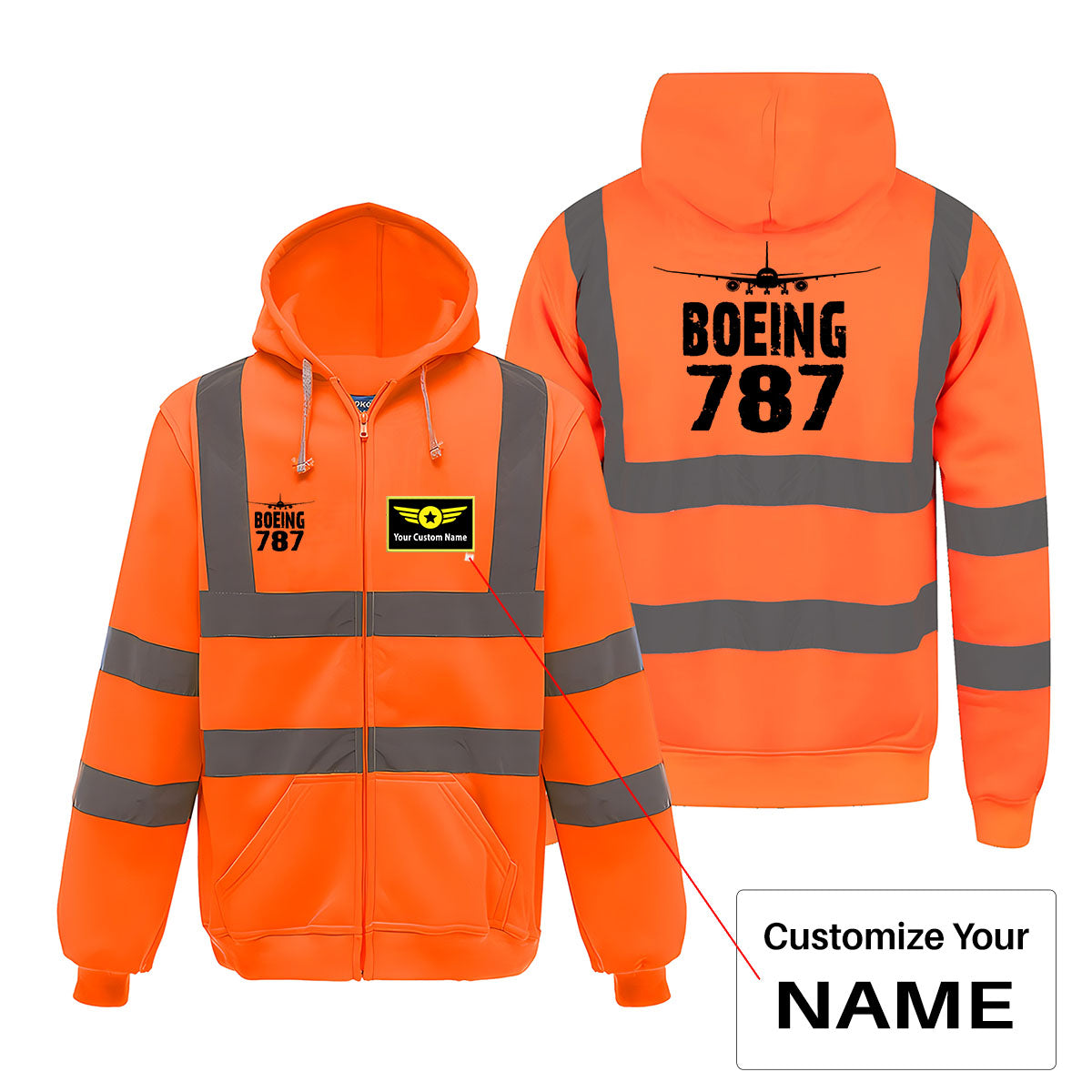 Boeing 787 & Plane Designed Reflective Zipped Hoodies