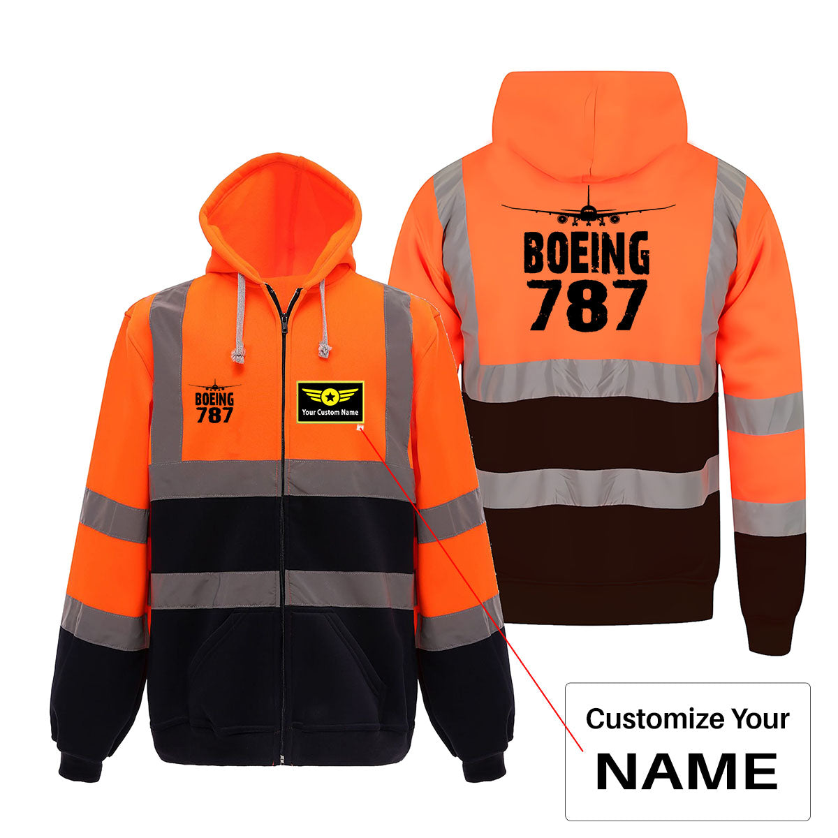 Boeing 787 & Plane Designed Reflective Zipped Hoodies