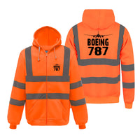 Thumbnail for Boeing 787 & Plane Designed Reflective Zipped Hoodies