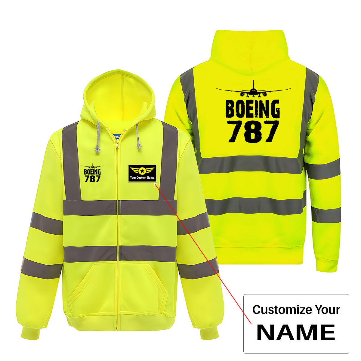 Boeing 787 & Plane Designed Reflective Zipped Hoodies