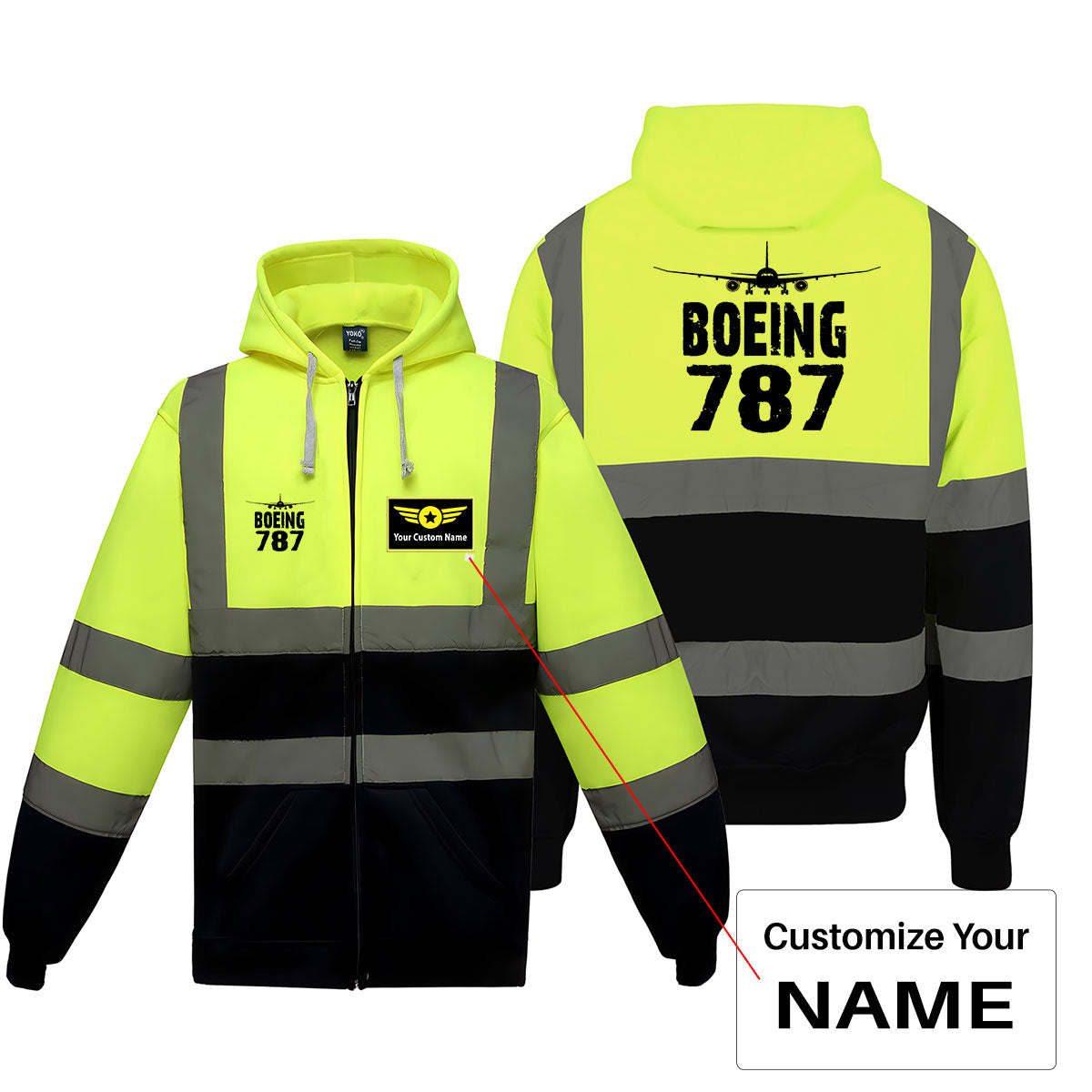 Boeing 787 & Plane Designed Reflective Zipped Hoodies