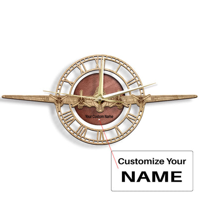 Boeing B-17 Flying Fortress aviation design on premium wood wooden wall clock.