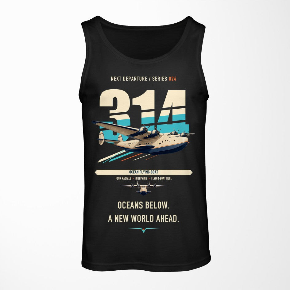 Boeing 314 Clipper design on black tank top