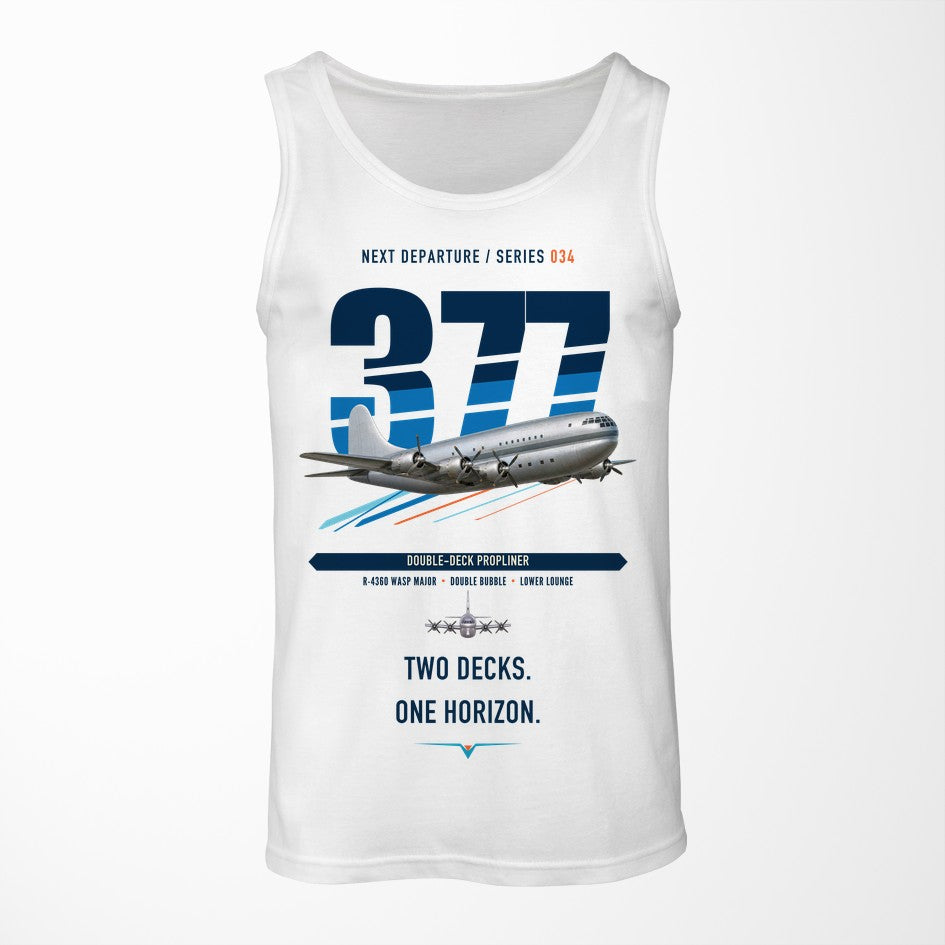 Boeing 377 Stratocruiser design on white tank top