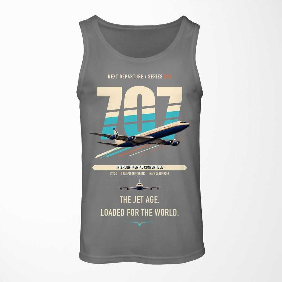 Boeing 707-320C design on gray tank top