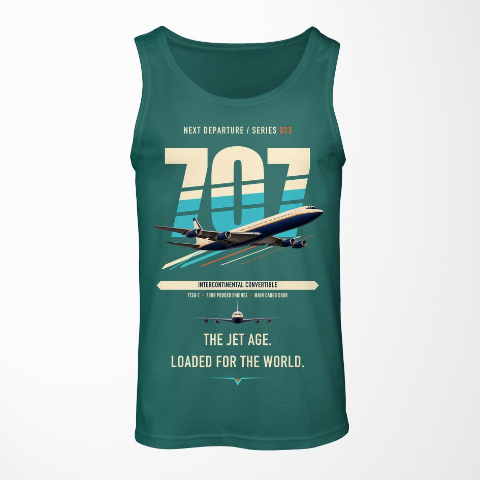 Boeing 707-320C design on green tank top