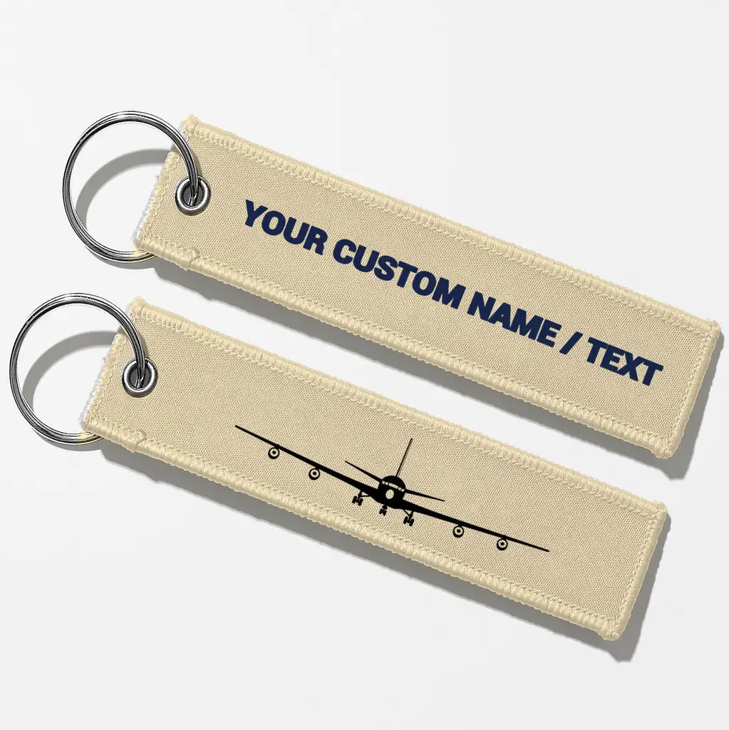 Boeing 707 Silhouette Key Chains - Beige - Personalized