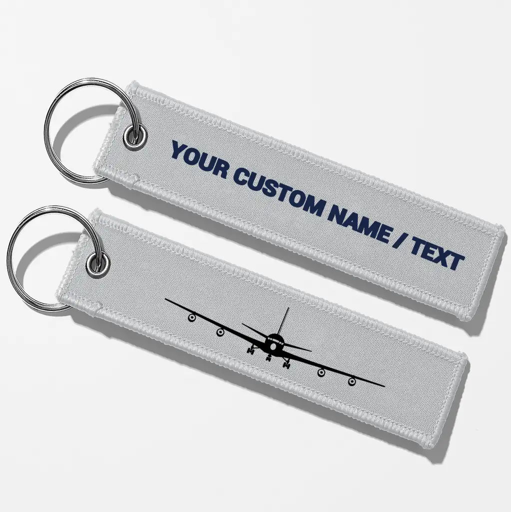 Boeing 707 Silhouette Key Chains - Light Gray - Personalized