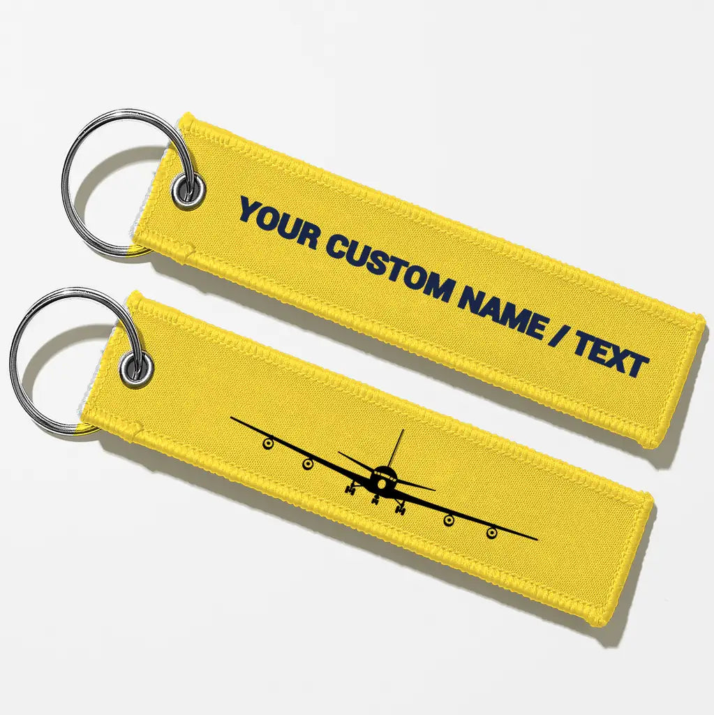 Boeing 707 Silhouette Key Chains - Yellow - Personalized