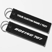 Thumbnail for Boeing 707 & Text Key Chains - Black - Personalized