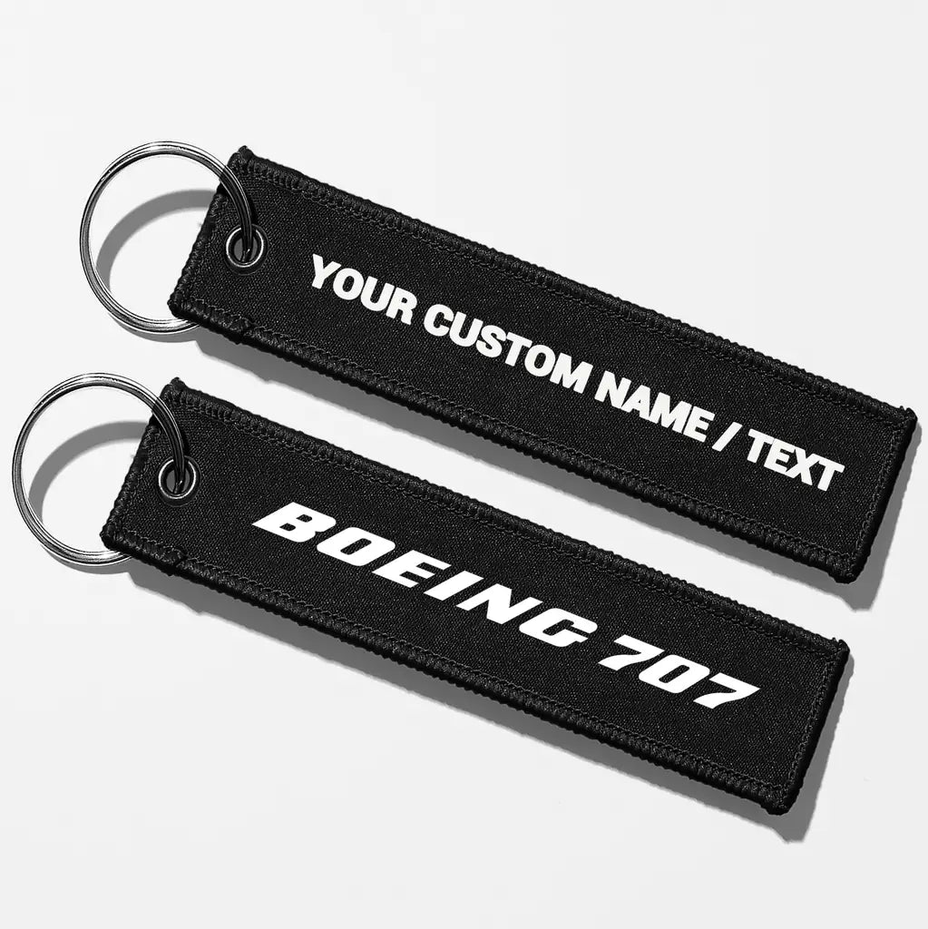 Boeing 707 & Text Key Chains - Black - Personalized
