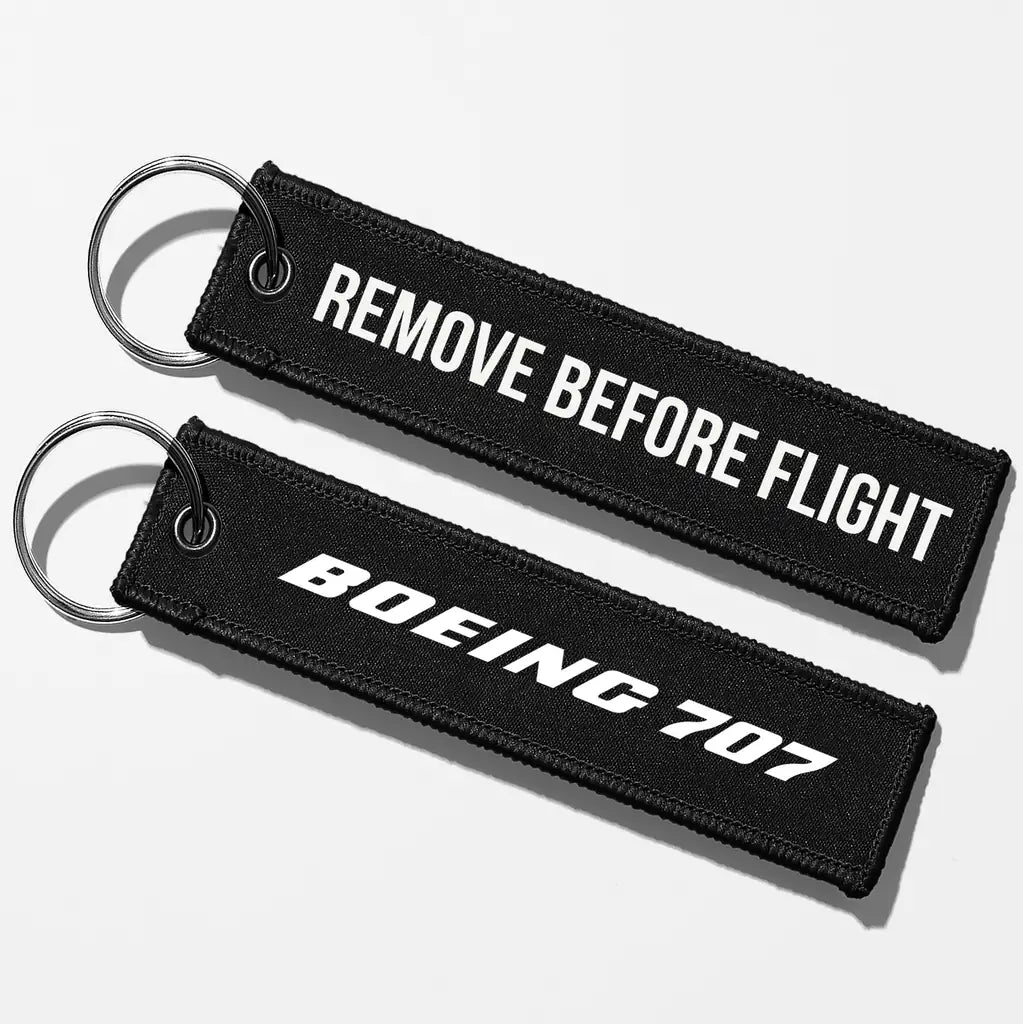 Boeing 707 & Text Key Chains - Black - Remove Before Flight