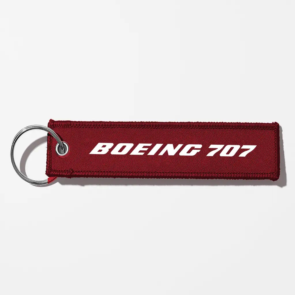 Boeing 707 & Text Key Chains - Dark Red