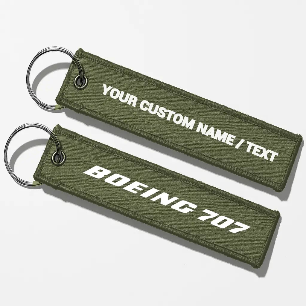 Boeing 707 & Text Key Chains - Green Army - Personalized