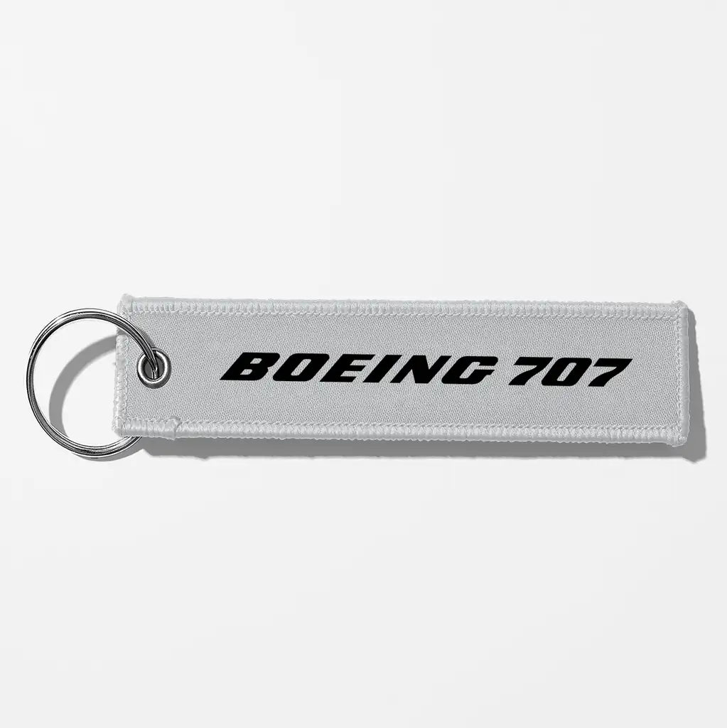 Boeing 707 & Text Key Chains - Light Gray