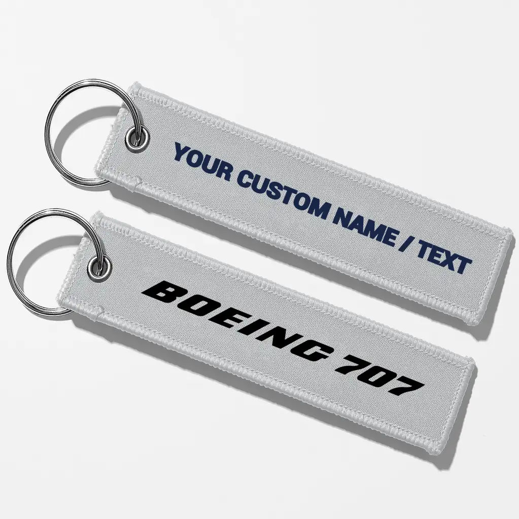Boeing 707 & Text Key Chains - Light Gray - Personalized