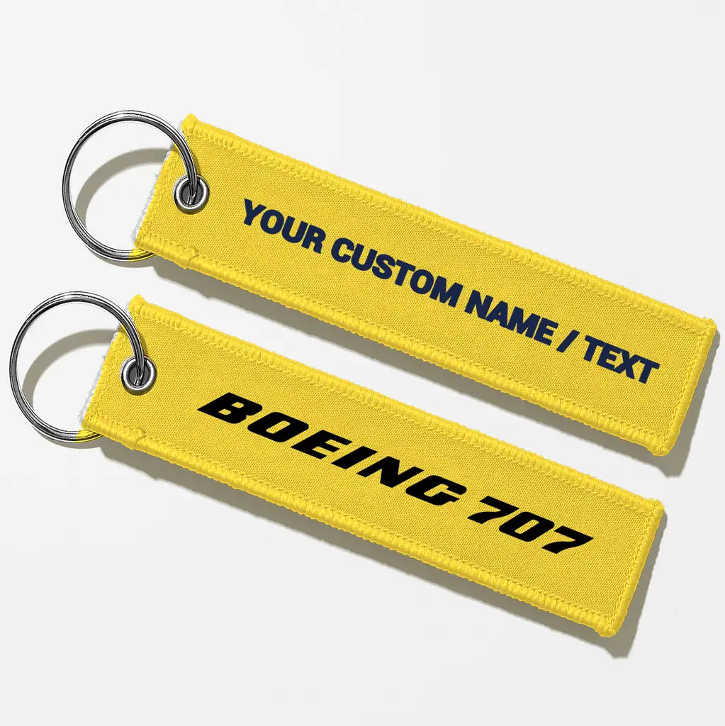 Boeing 707 & Text Key Chains - Yellow - Personalized