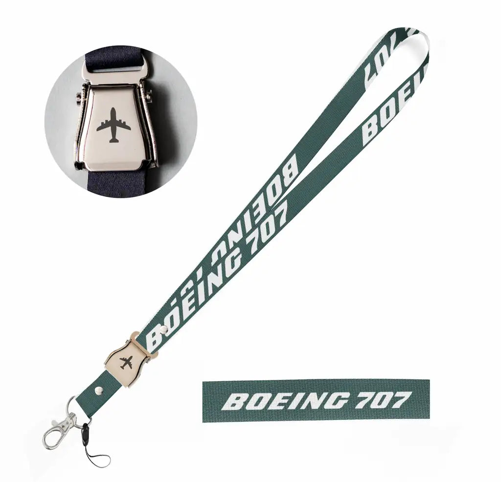 Boeing 707 & Text seat belt lanyard - dark green