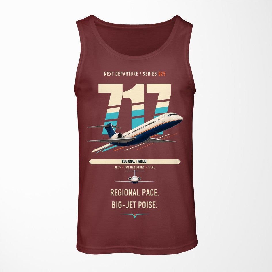Boeing 717-200 design on dark red tank top