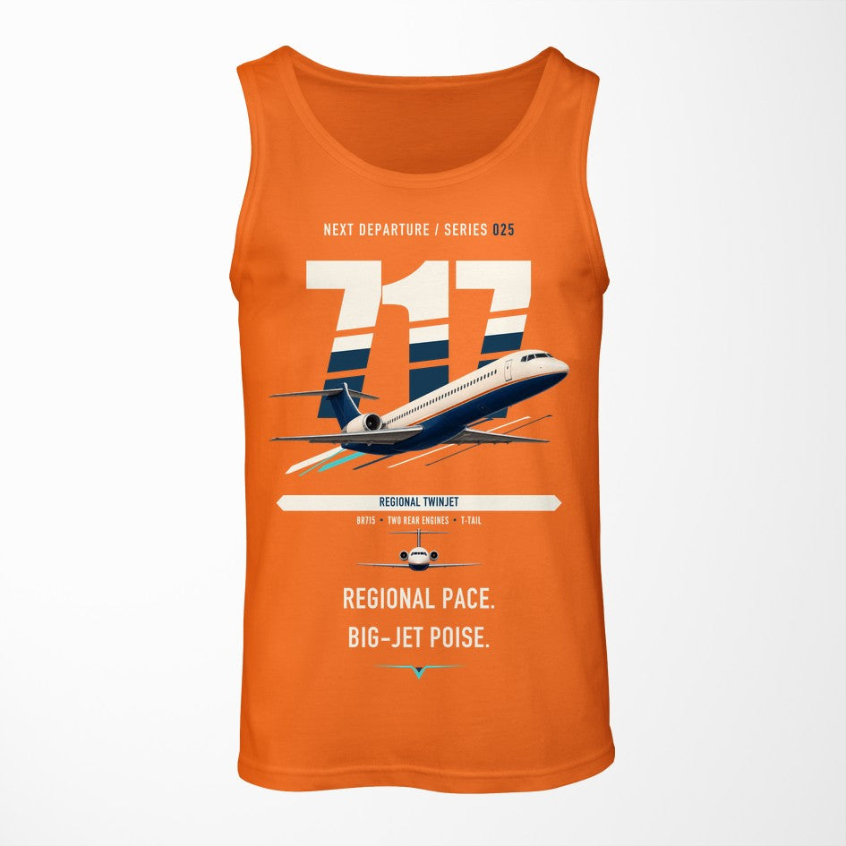 Boeing 717-200 design on orange tank top