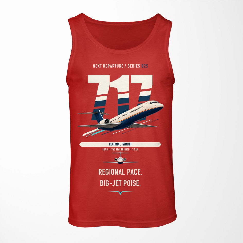 Boeing 717-200 design on red tank top