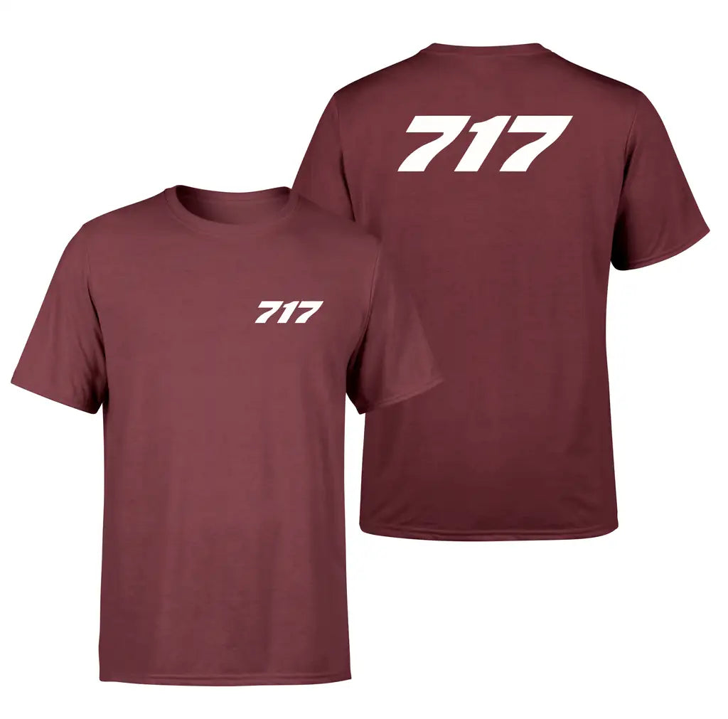 Boeing 717 Flat Text design on dark red double side