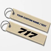 Thumbnail for Boeing 717 Flat Text Key Chains - Beige - Personalized