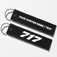 Thumbnail for Boeing 717 Flat Text Key Chains - Black - Personalized