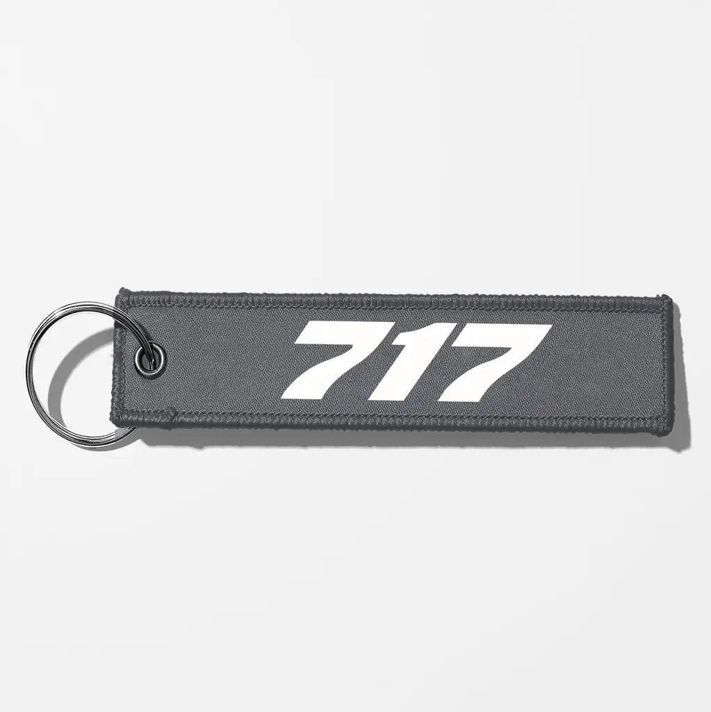 Boeing 717 Flat Text Key Chains - Gray