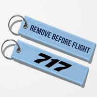 Thumbnail for Boeing 717 Flat Text Key Chains - Light Blue - Remove Before Flight
