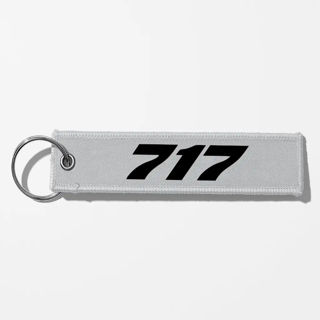 Boeing 717 Flat Text Key Chains - Light Gray