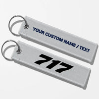 Thumbnail for Boeing 717 Flat Text Key Chains - Light Gray - Personalized
