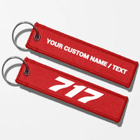 Thumbnail for Boeing 717 Flat Text Key Chains - Red - Personalized