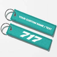 Thumbnail for Boeing 717 Flat Text Key Chains - Turquoise - Personalized