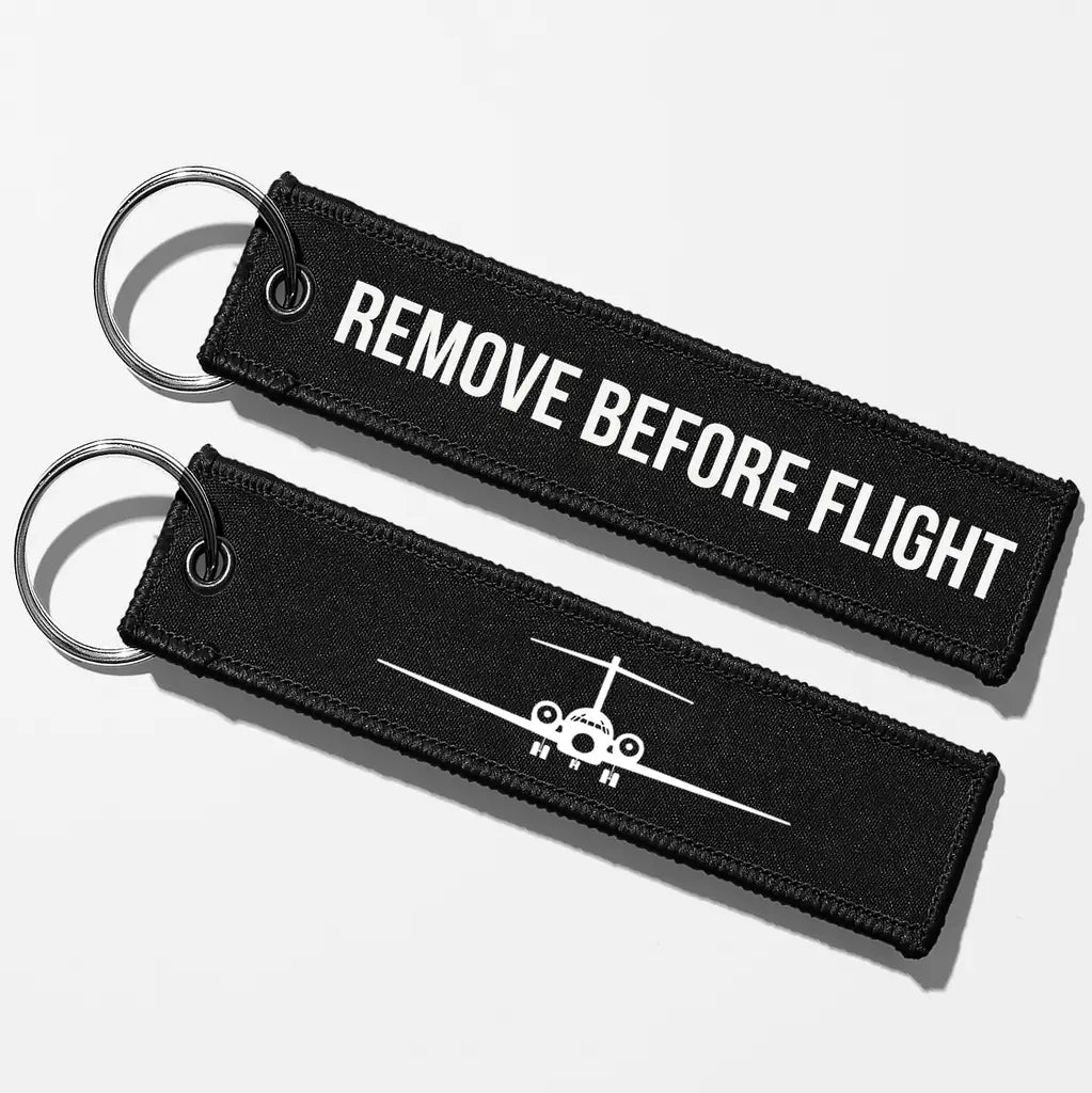 Boeing 717 Silhouette Key Chains - Black - Remove Before Flight