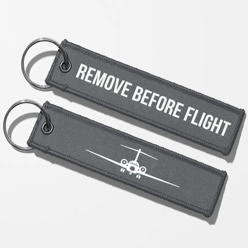 Boeing 717 Silhouette Key Chains - Gray - Remove Before Flight