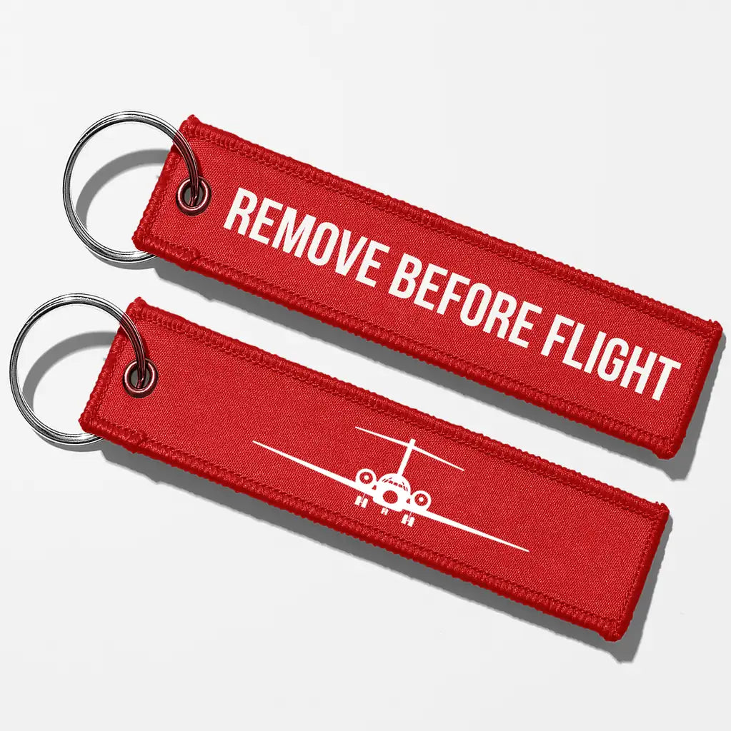 Boeing 717 Silhouette Key Chains - Red - Remove Before Flight