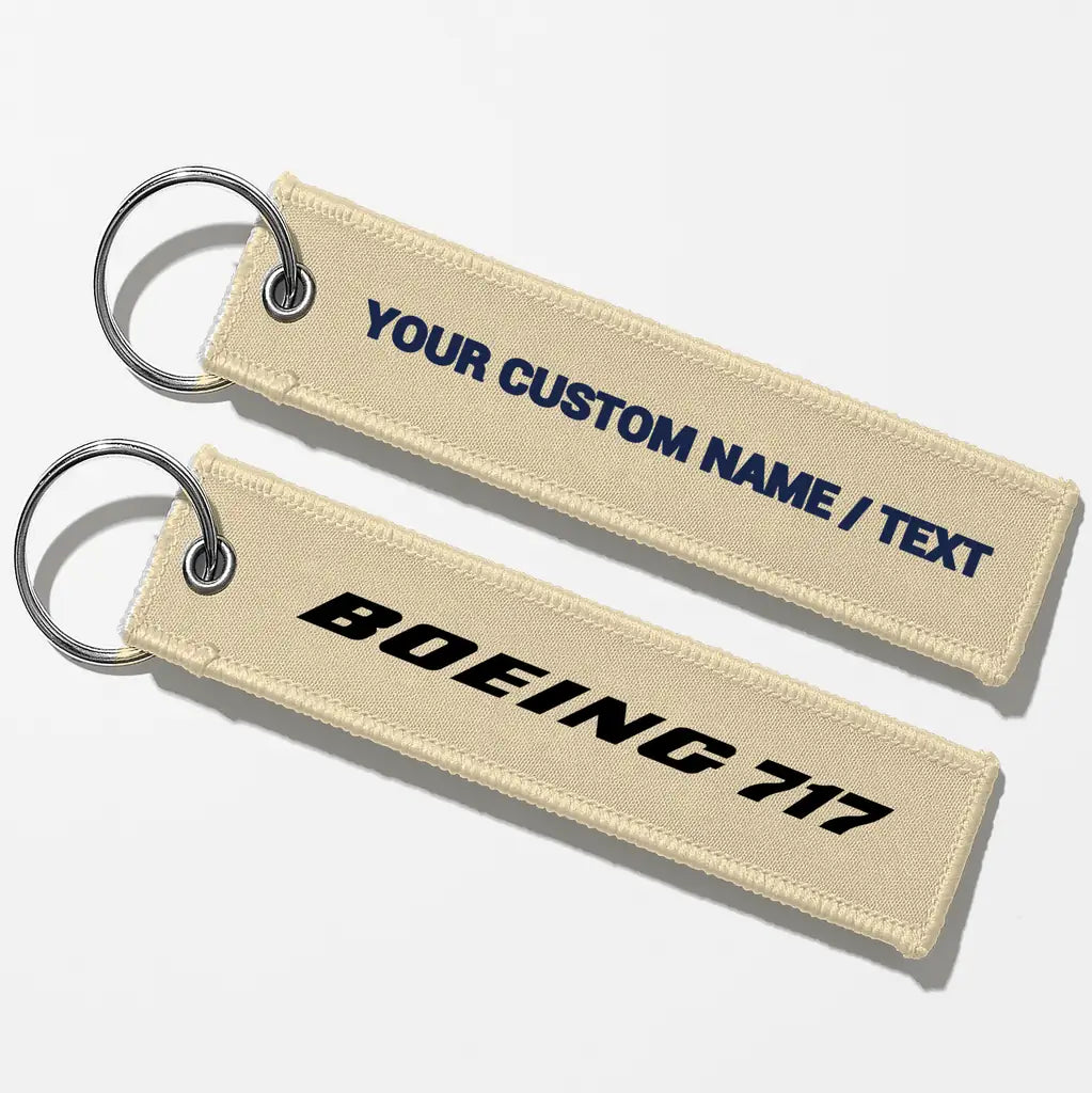 Boeing 717 & Text Key Chains - Beige - Personalized