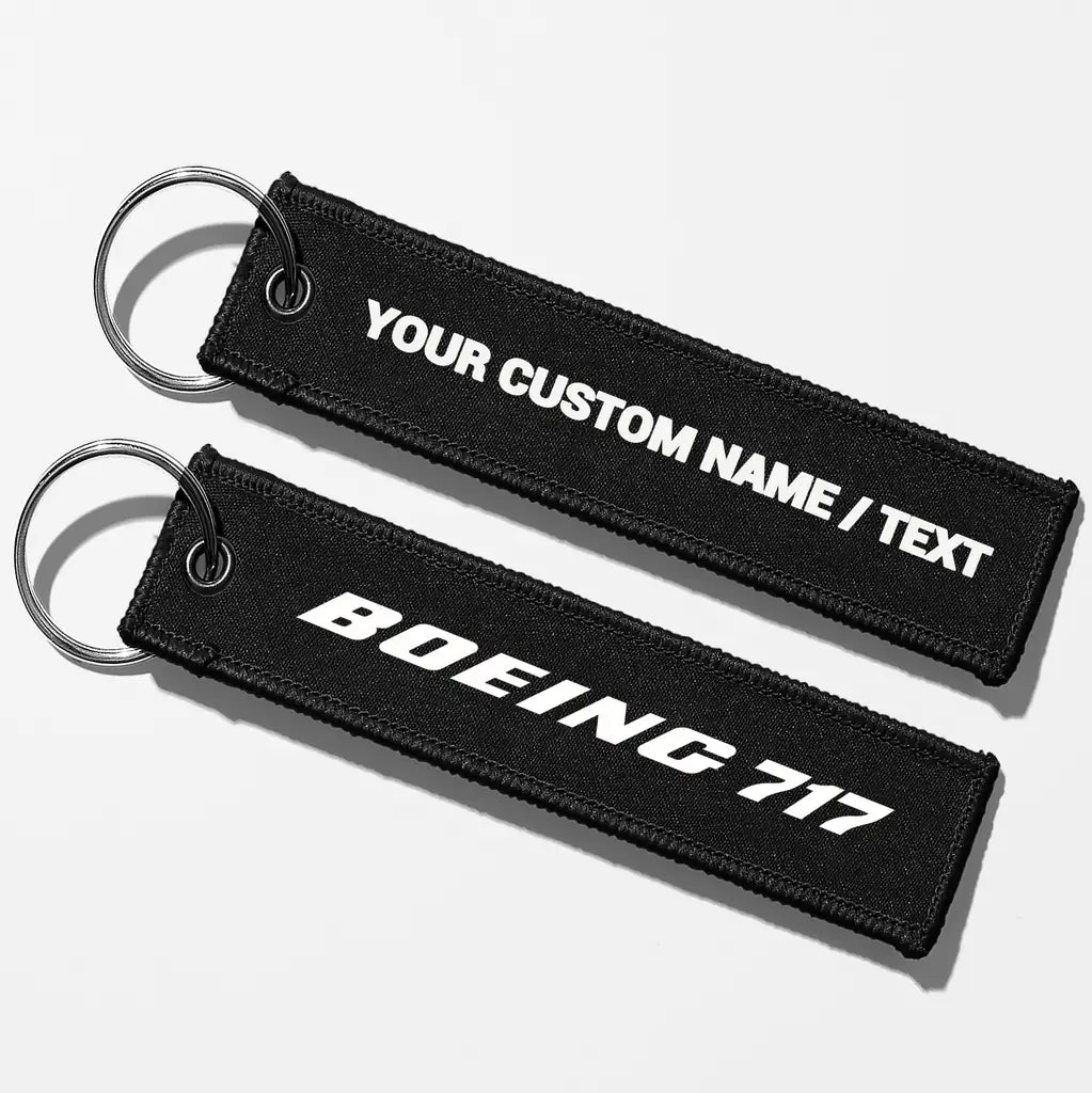 Boeing 717 & Text Key Chains - Black - Personalized