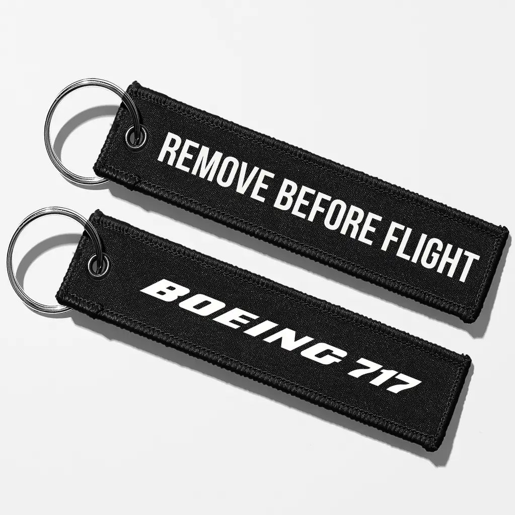 Boeing 717 & Text Key Chains - Black - Remove Before Flight