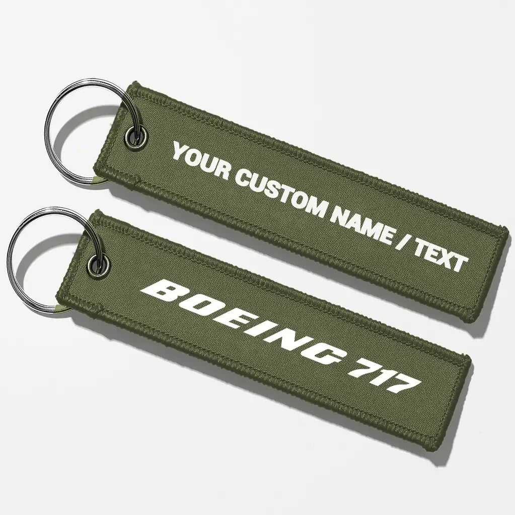 Boeing 717 & Text Key Chains - Green Army - Personalized