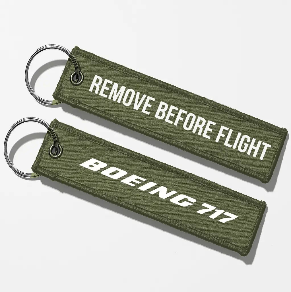 Boeing 717 & Text Key Chains - Green Army - Remove Before Flight