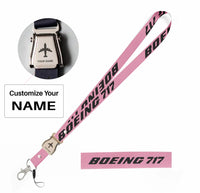 Thumbnail for Boeing 717 & Text seat belt lanyard - pink with name