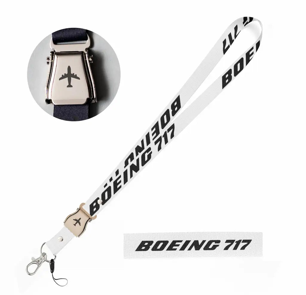 Boeing 717 & Text seat belt lanyard - white