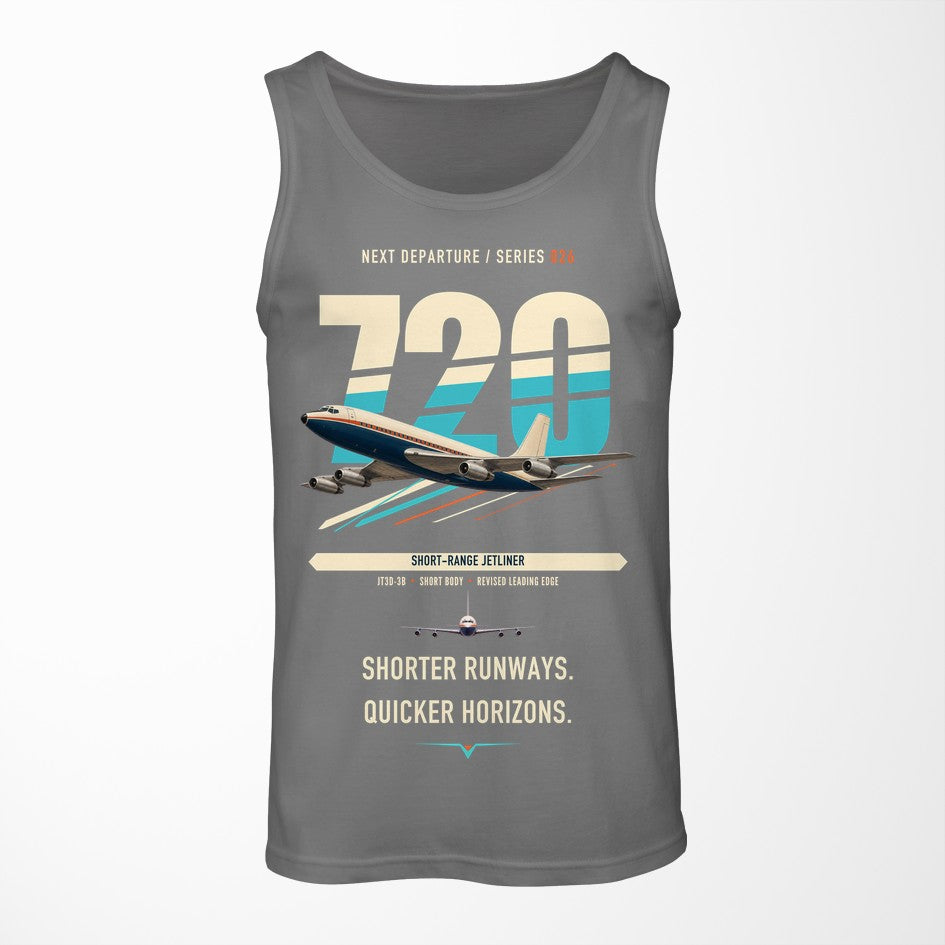 Boeing 720B design on gray tank top